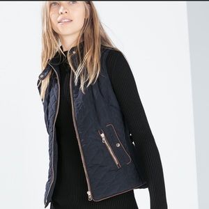Zara Navy Quilted Vest